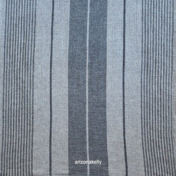 NWOT Cashmere Scarf Light and Dark Grey Stripe Diamond Weave - Picture 5 of 14